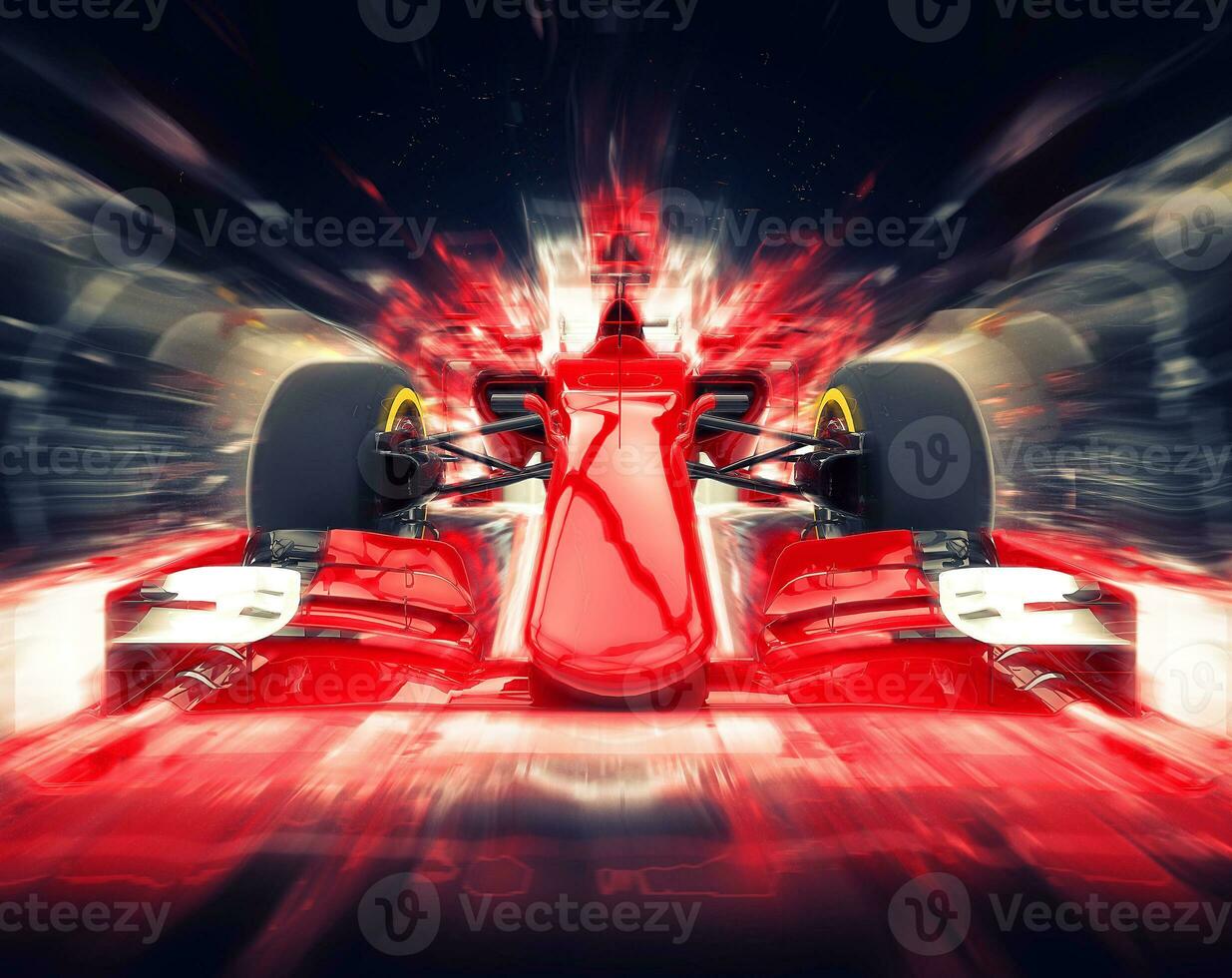 Red formula car - colorful super zoom effect photo