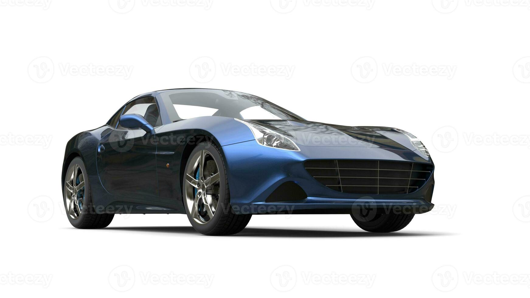 Dark metallic blue fast sports car - studio shot photo