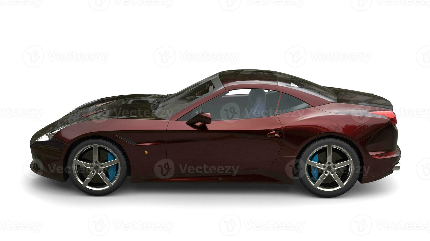 Dark red metallic fast sports car - side view photo