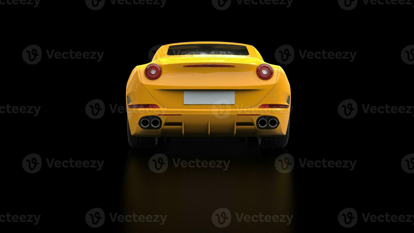 Stunning sun yellow sports car - back view photo