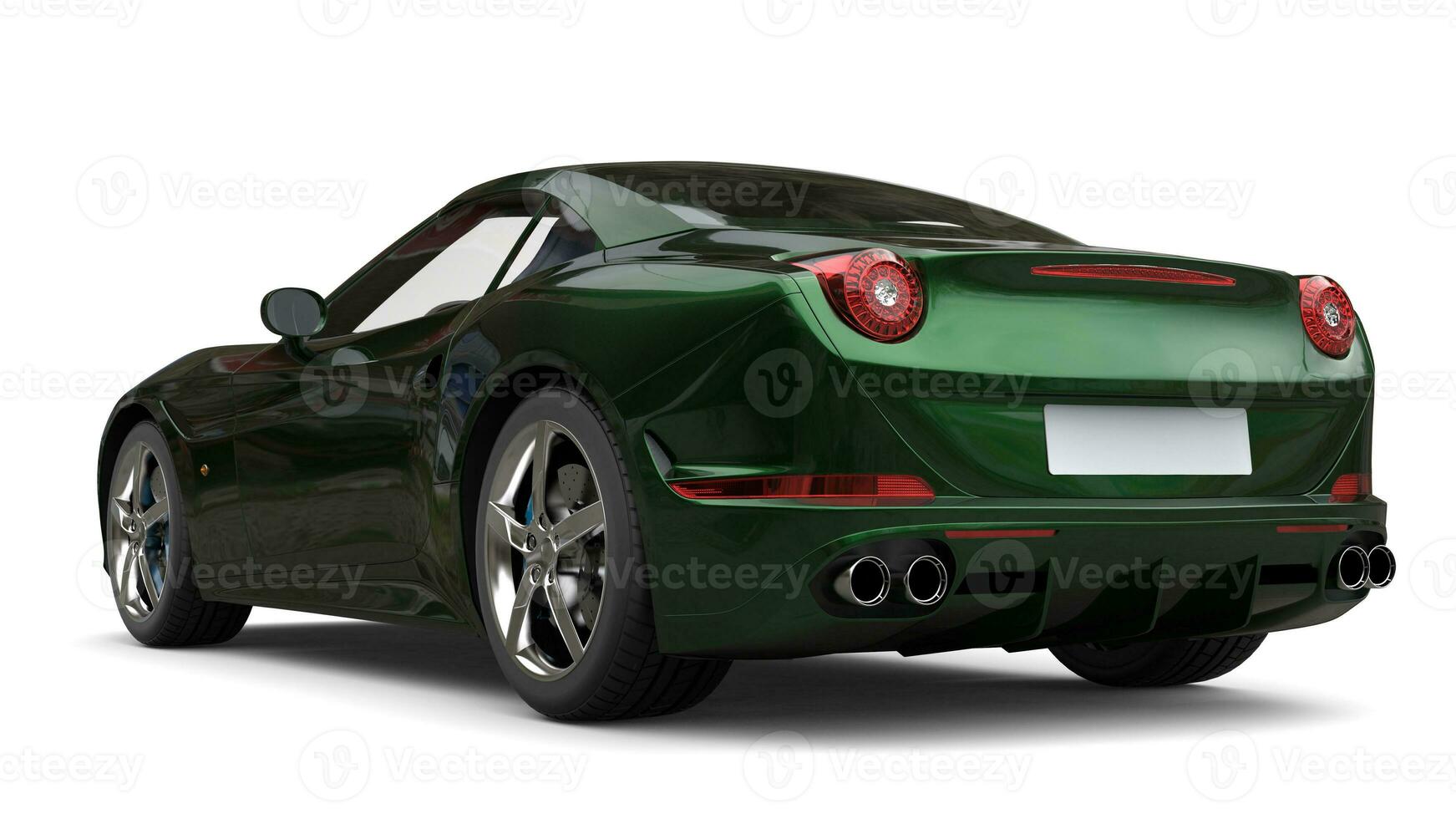 Dark green metallic fast sports car - back view photo