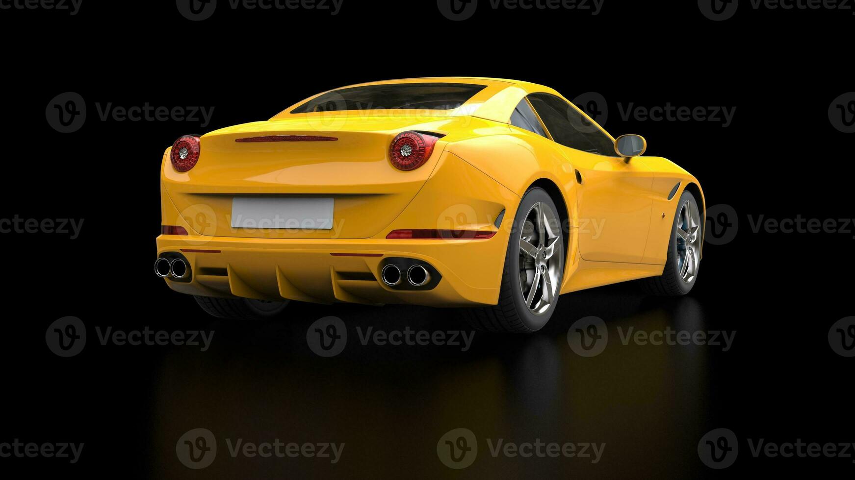 Stunning sun yellow sports car - tail view photo