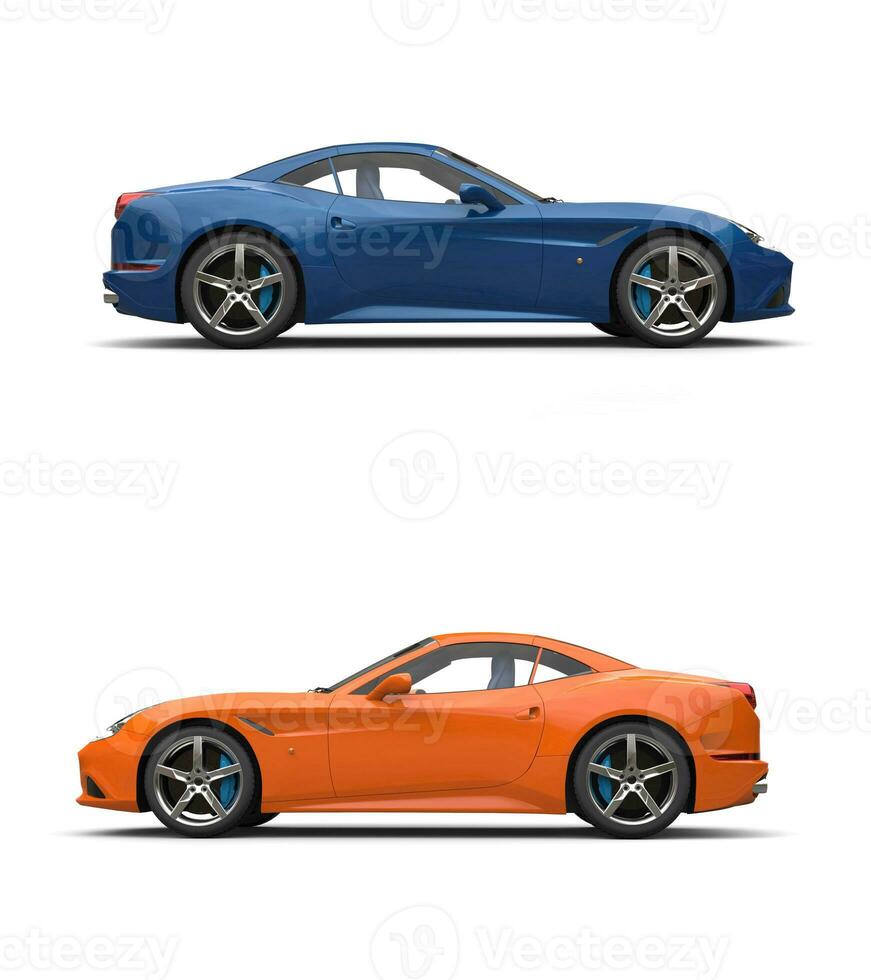 Ash metallic gray sports car - side view photo