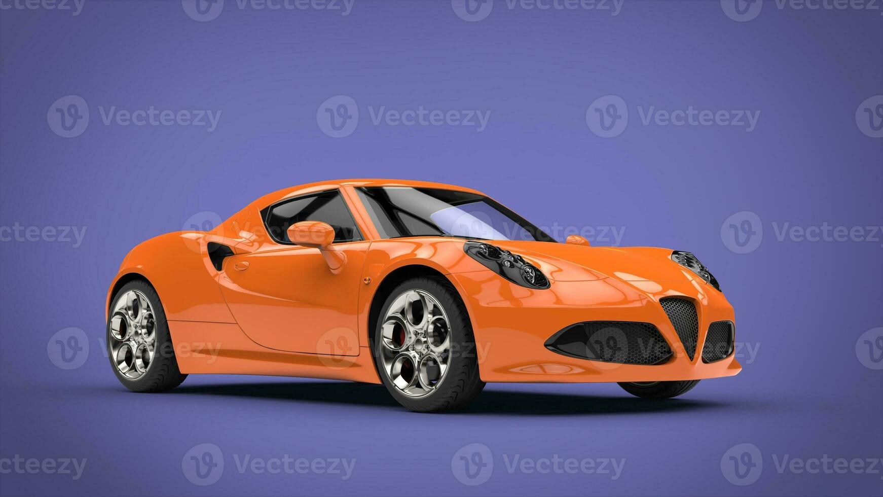 Cool orange sports car - purple background photo