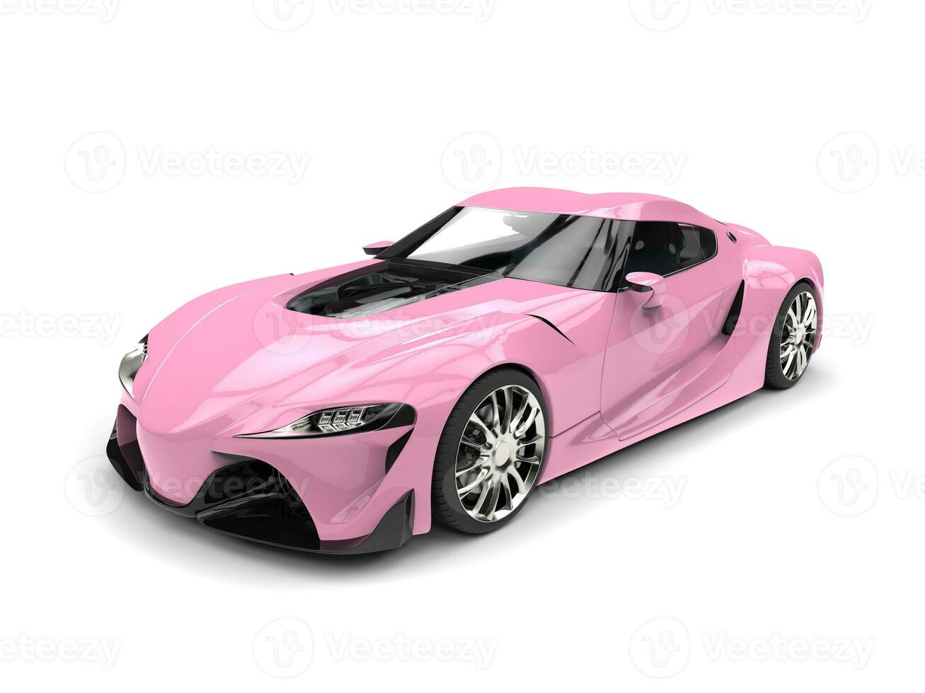 Hot pink modern super sports car - studio shot photo