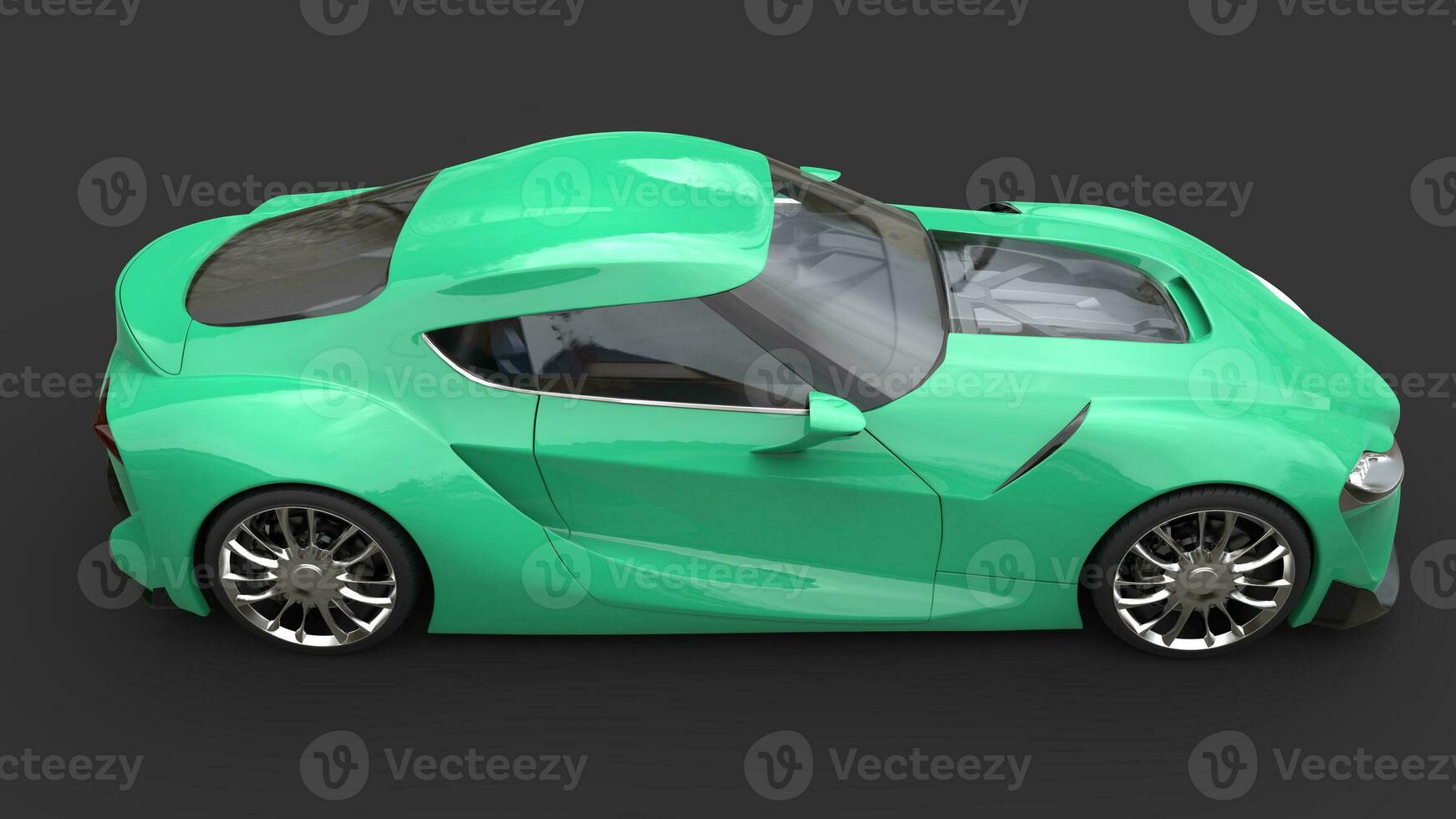 Fun guppie green modern sports car - side view photo