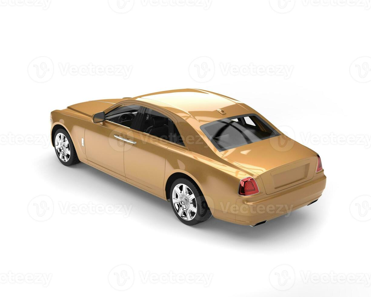 Gold metallic modern luxury car - top back view photo