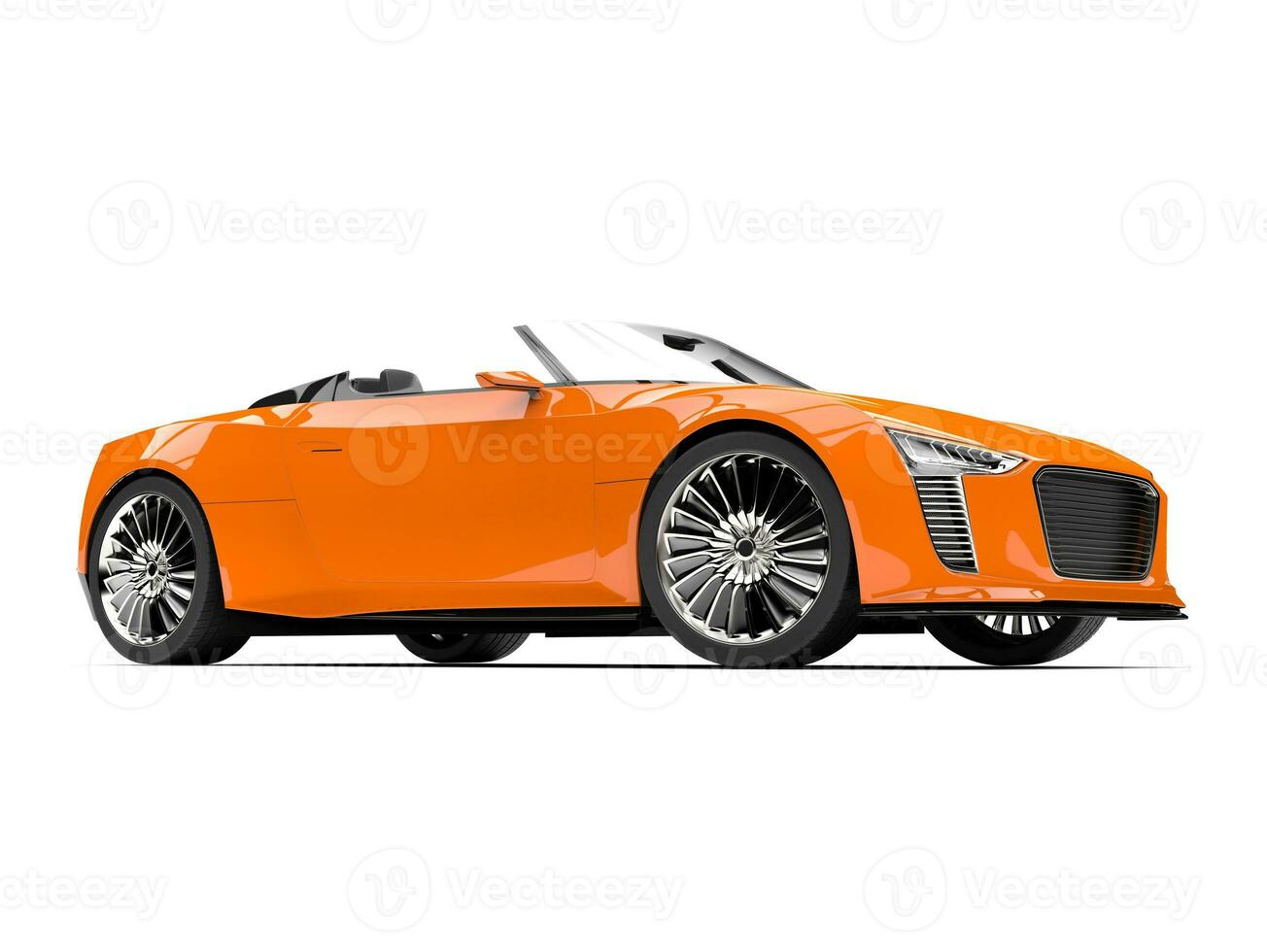 Pumpkin ornage modern cabriolet super sports car - low angle side view photo