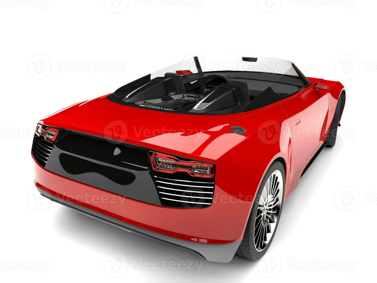 Raging red modern cabriolet super car - tail view photo