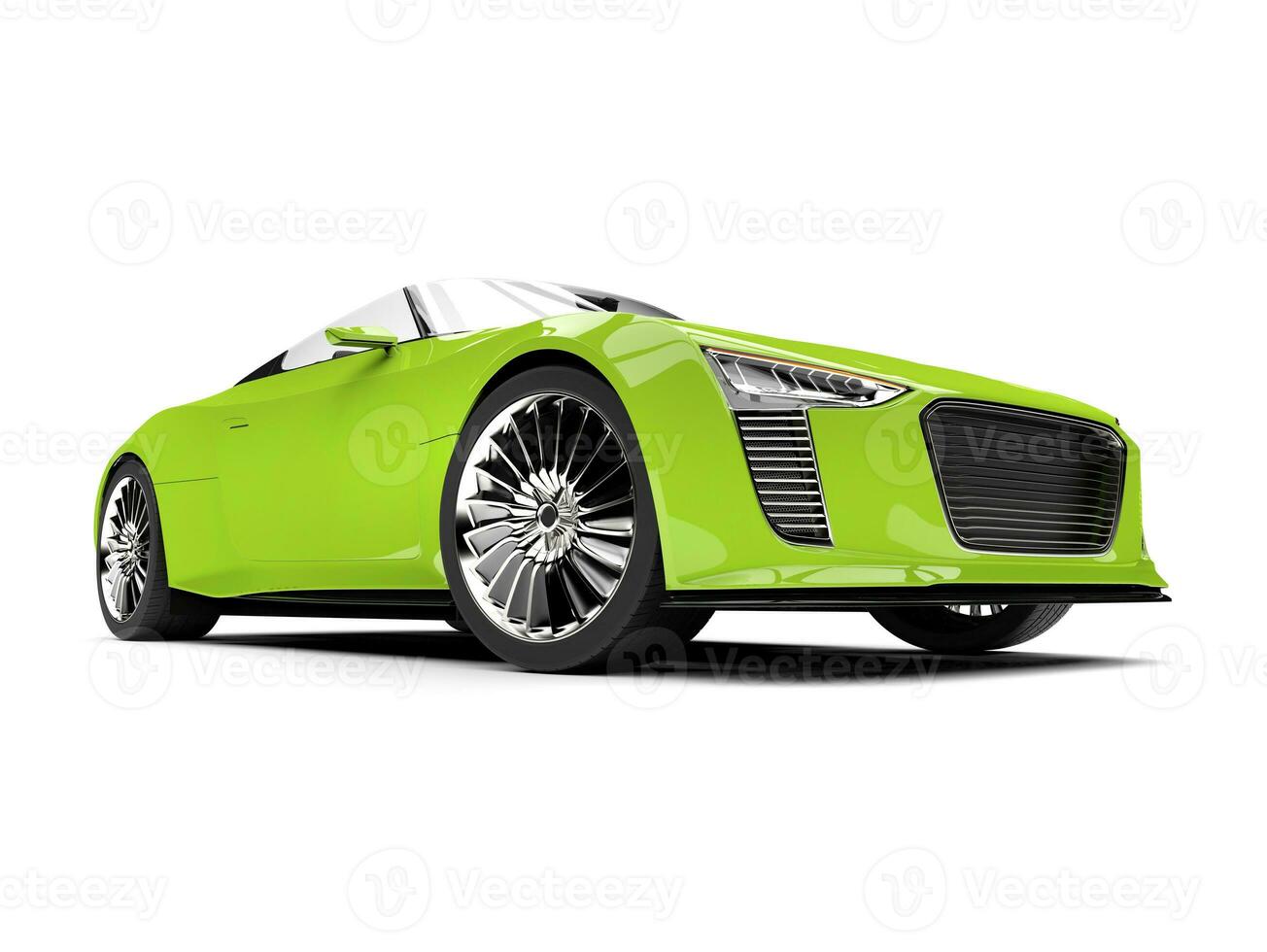 Electric green modern cabriolet super sports car - low angle shot photo