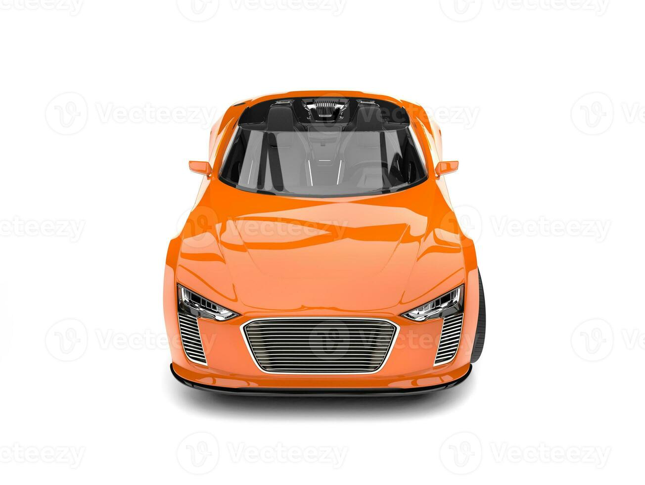 Pumpkin ornage modern cabriolet super sports car - top front view photo