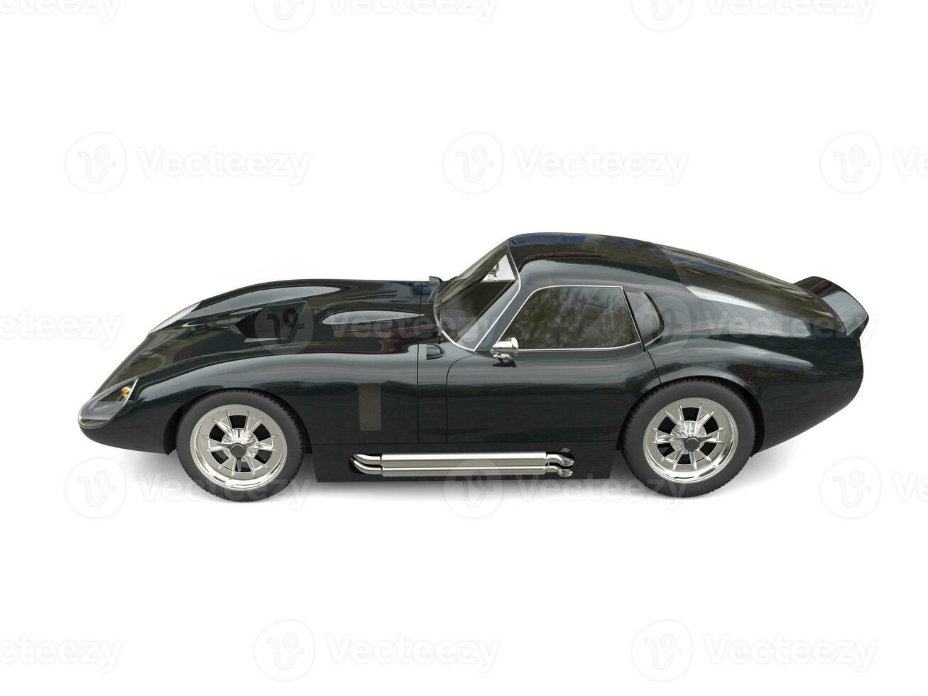 Jet black vintage race car - top side view photo