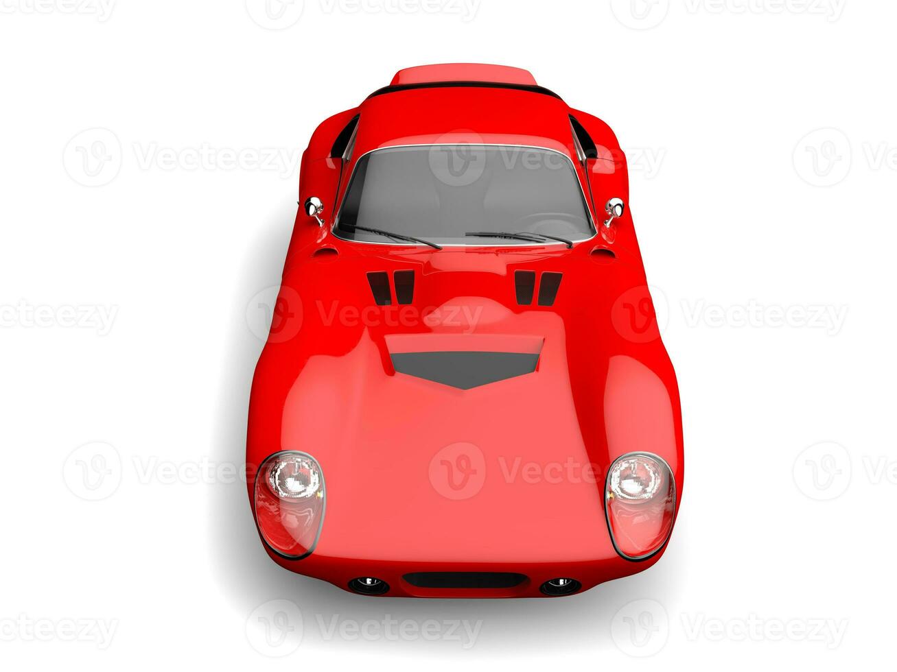 Vivid orange old school race car - top front view photo