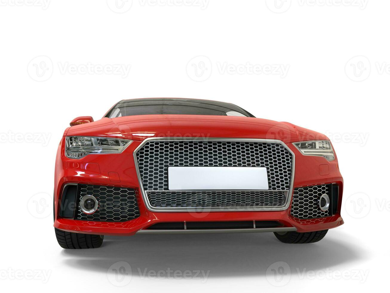 Warm red modern business car - front view closeup shot photo