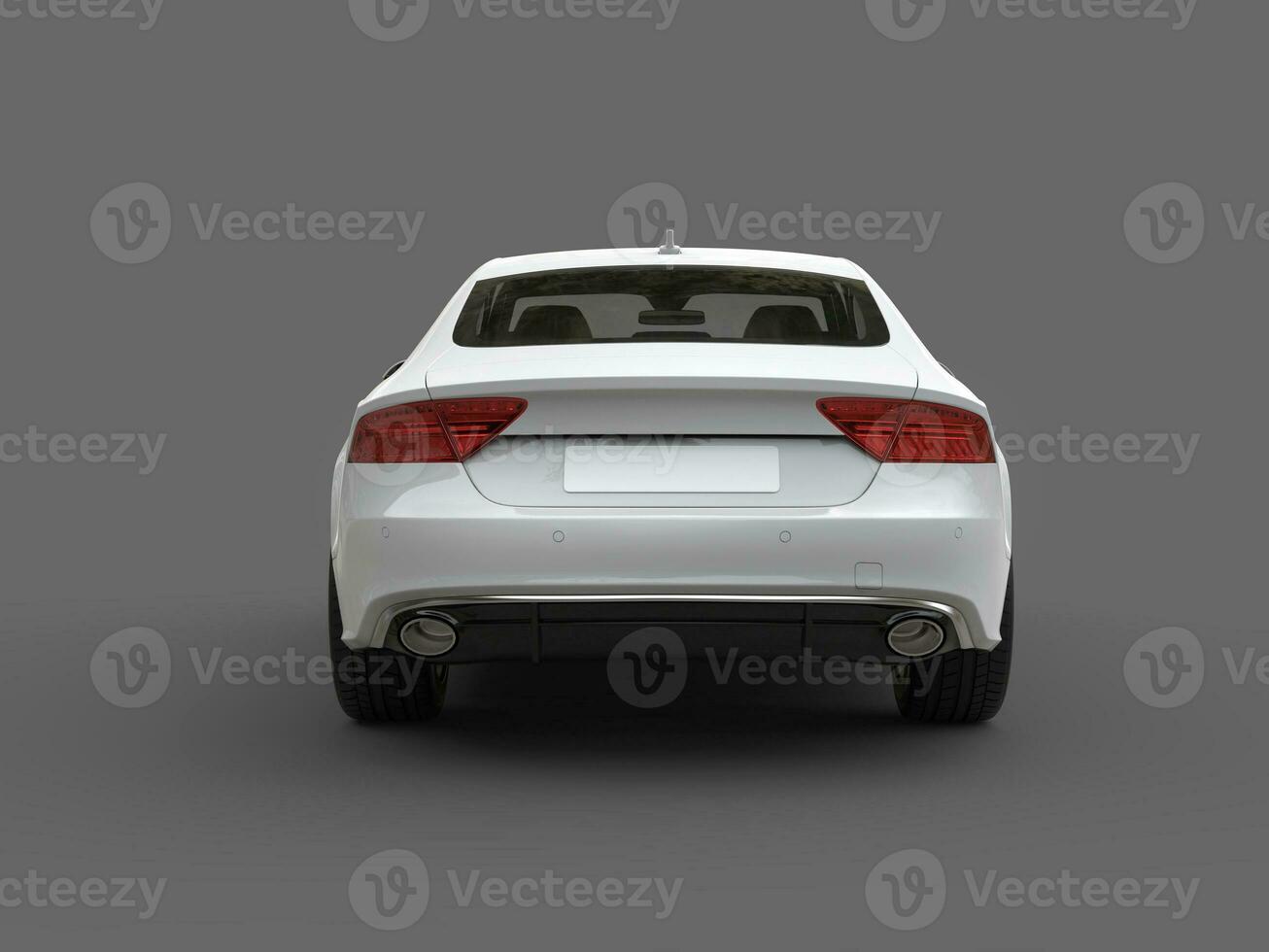 Clean modern white business car - back view photo