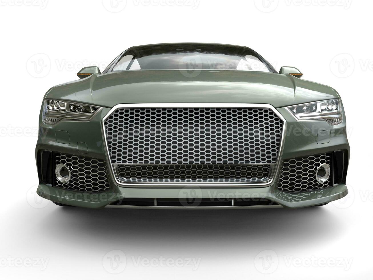 Cadet green modern business car - front view closeup shot photo