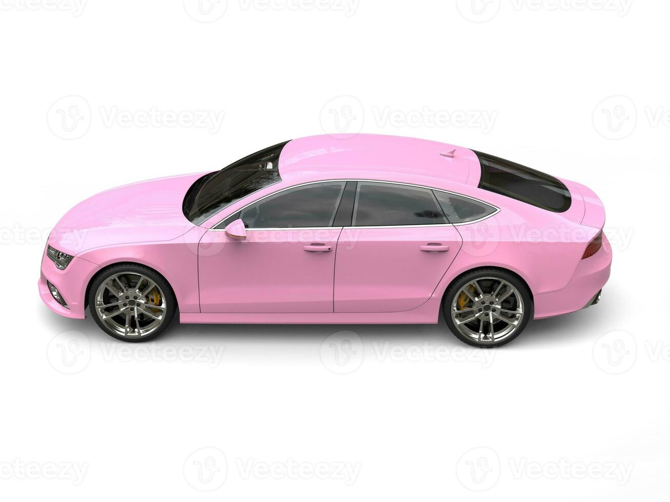 Candy pink modern business car - high angle side view photo