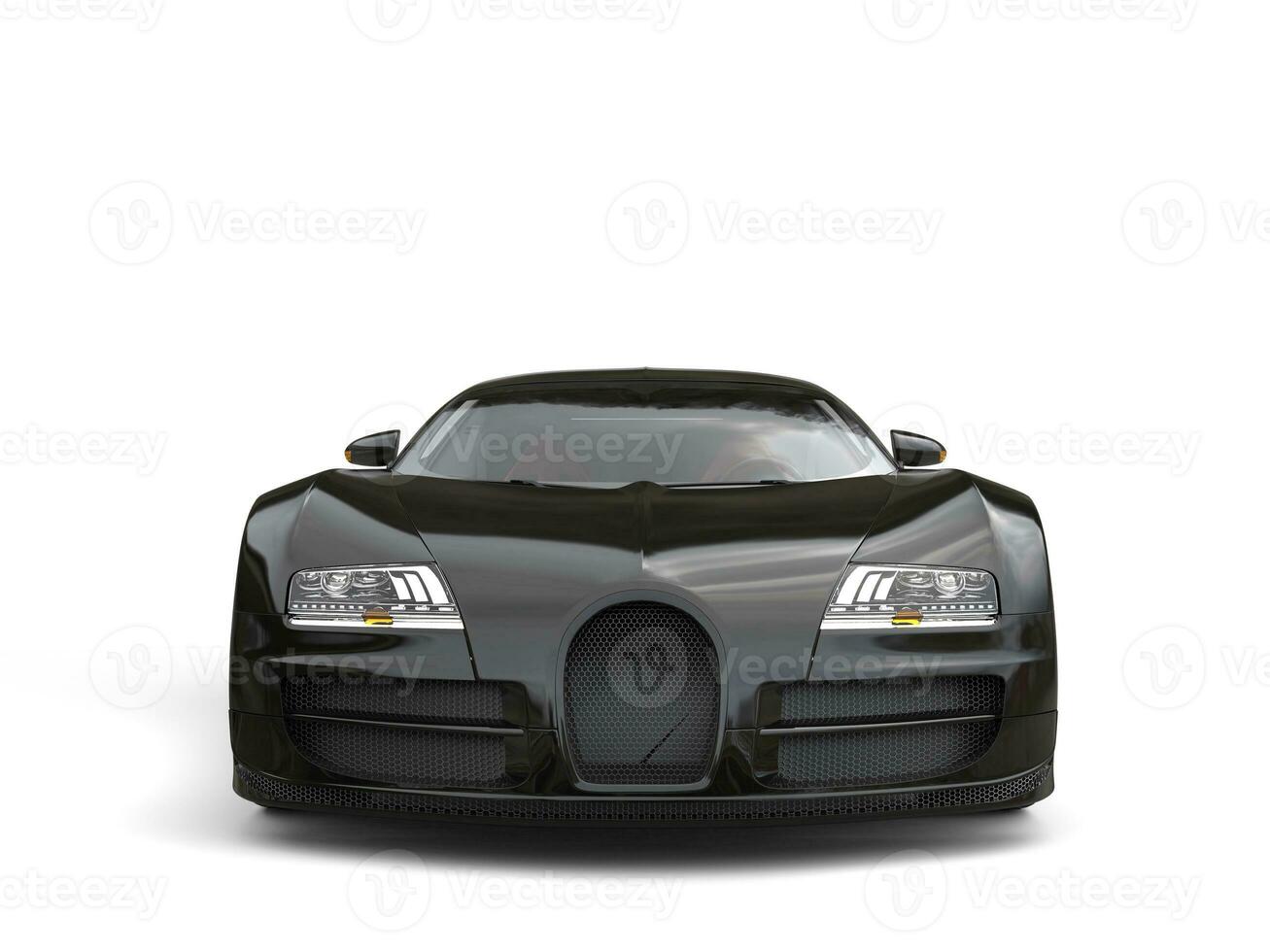 Modern jet black concept super car - front view photo