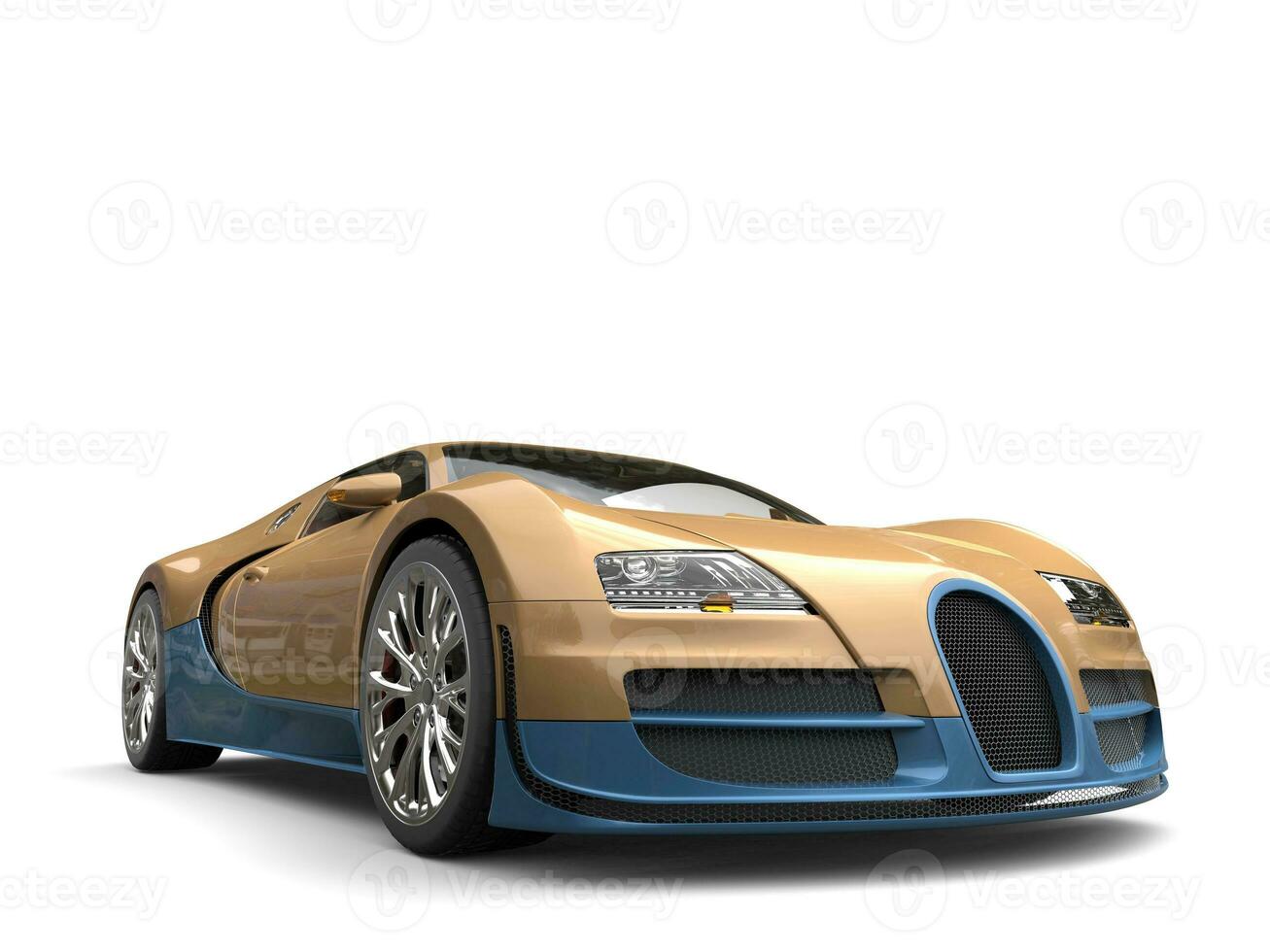 Awesome luxury golden modern super sports car - low angle shot photo