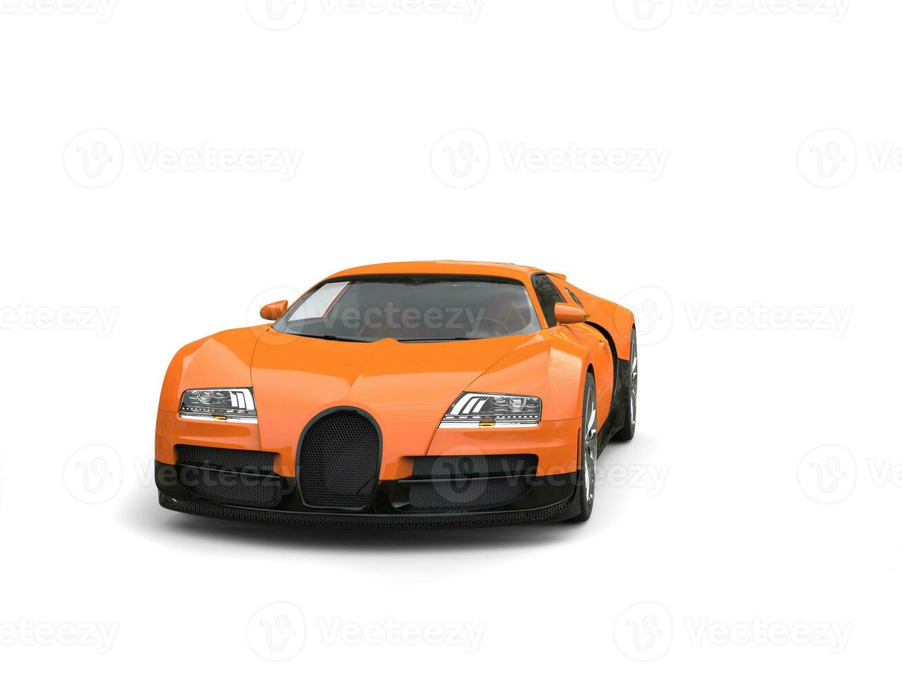 Hot orange modern super sports car - front view photo