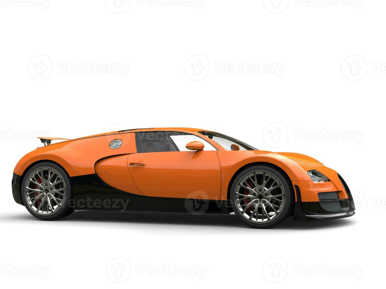 Hot orange modern super sports car - side view photo
