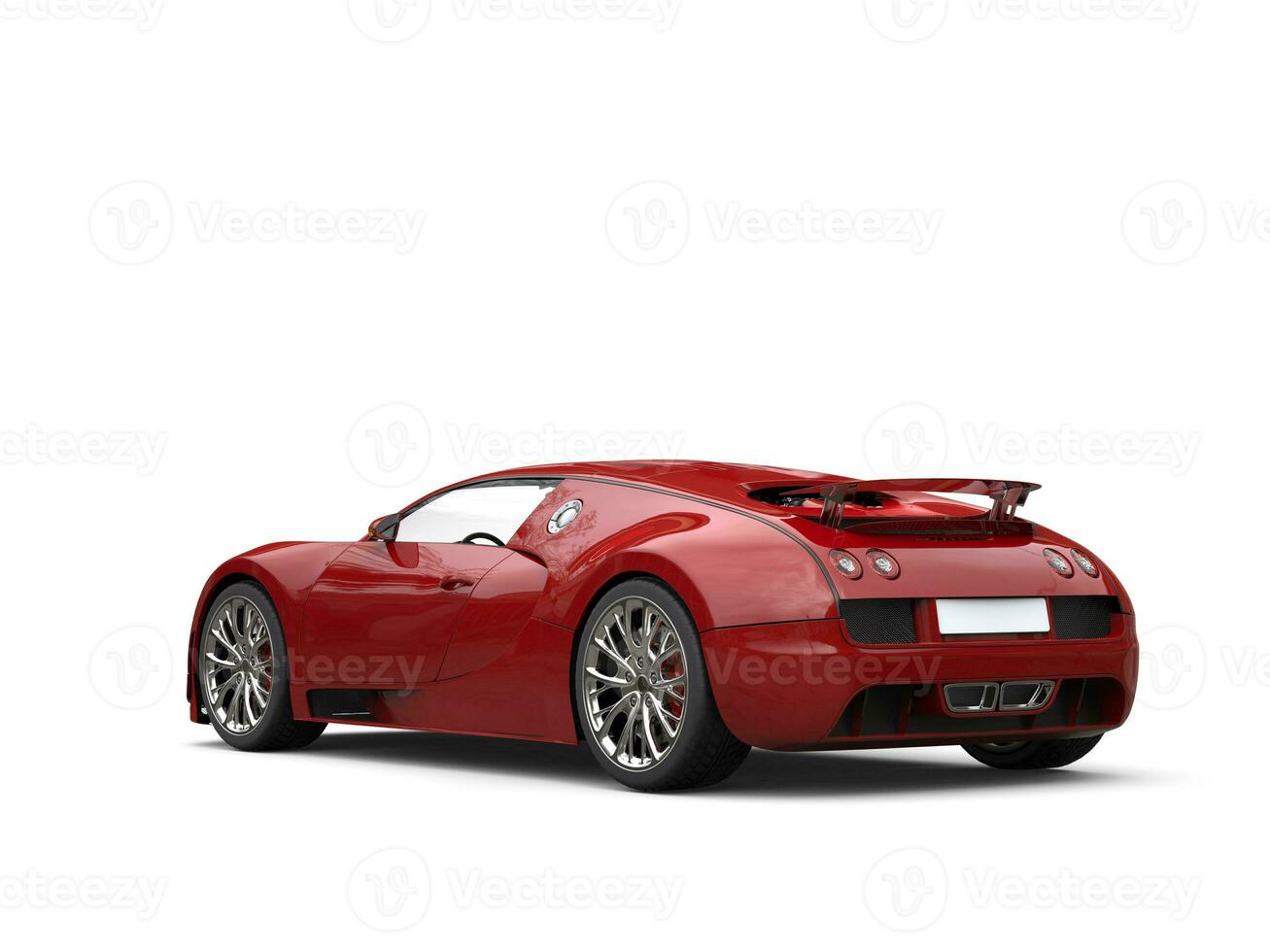 Dark fire red modern super sports car - tail view photo