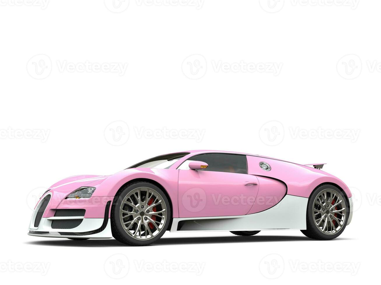 Flamingo pink modern super sports car with white details photo