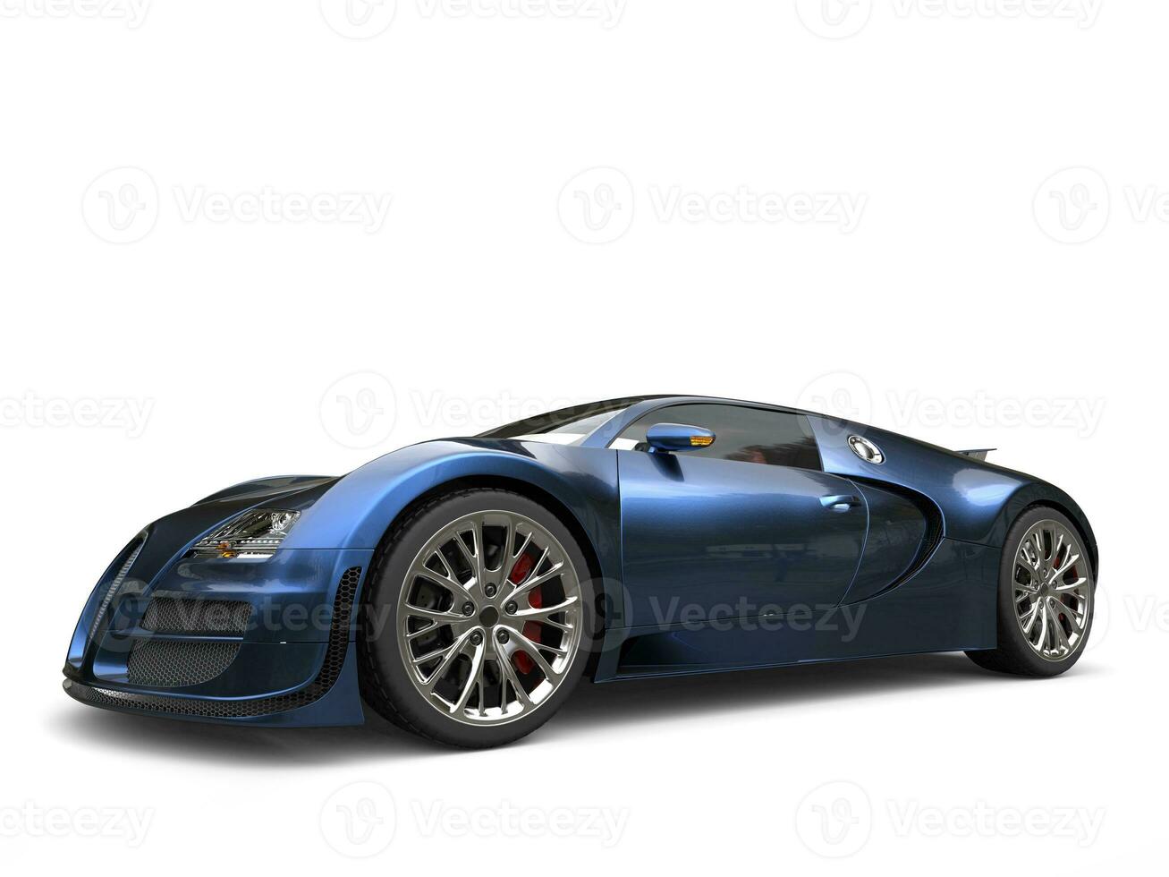 Metallic dark blue modern super sports car - beauty shot photo