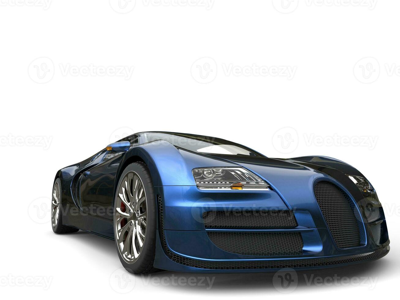 Metallic dark blue modern super sports car - closeup shot photo