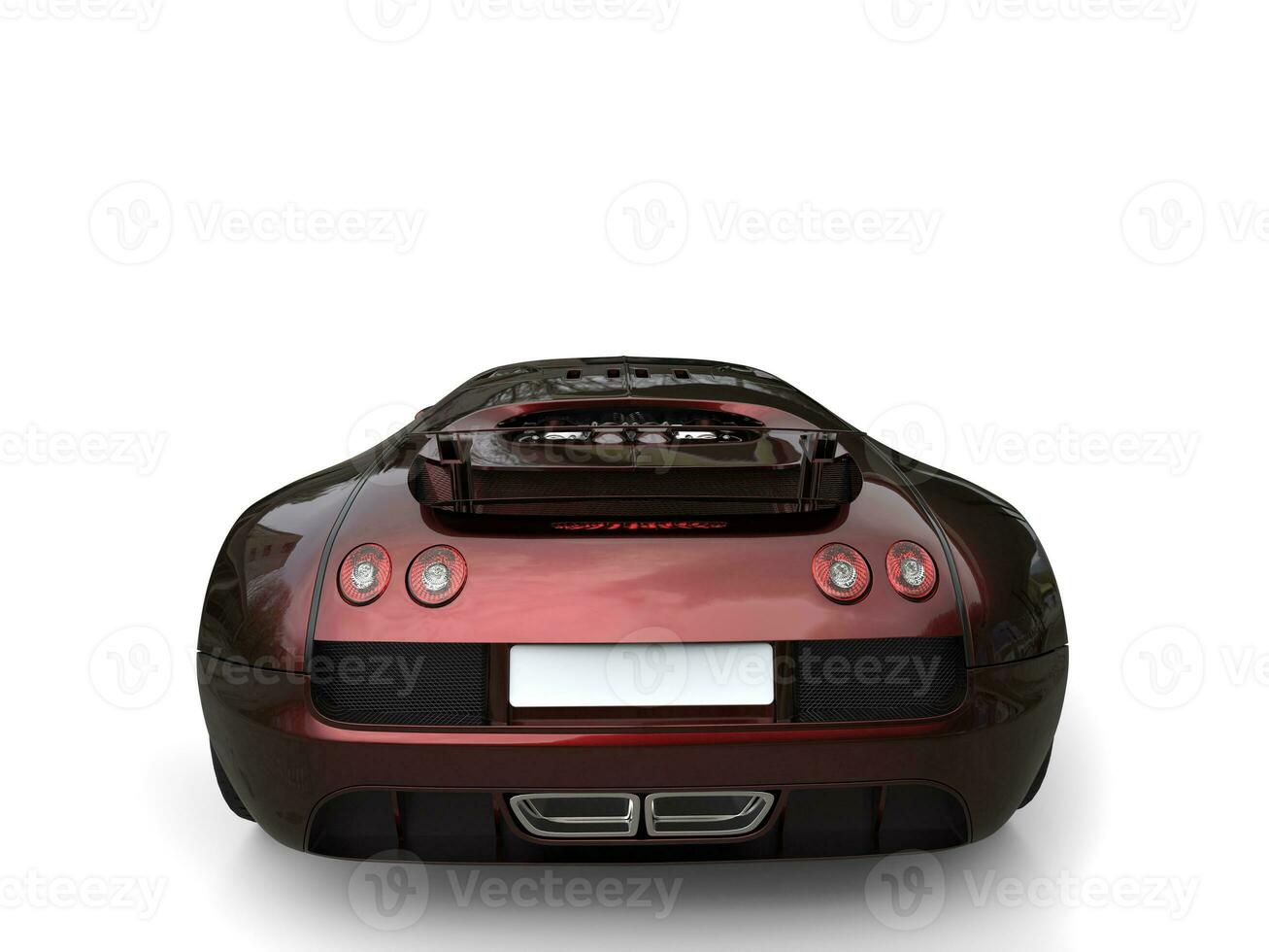 Metallic dark red modern super sports car - back view photo