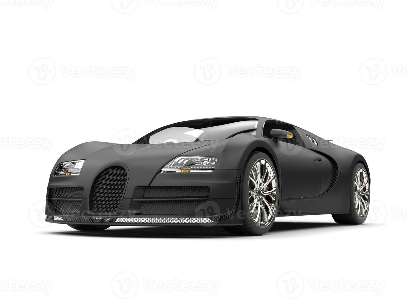 Beautiful modern matte black concept super sportscar - beauty shot photo