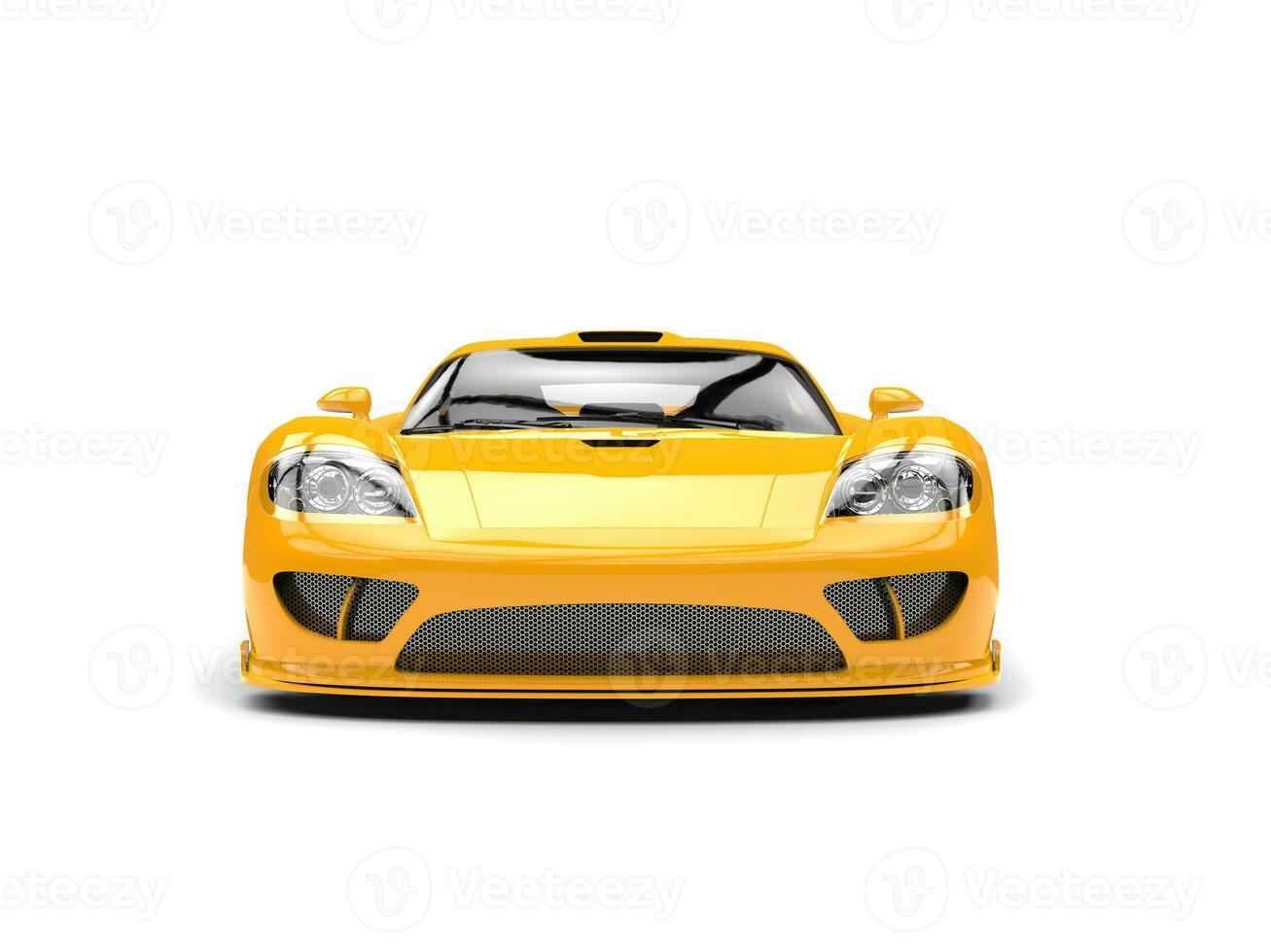 Beautiful yellow modern super race car front view 31196845 Stock