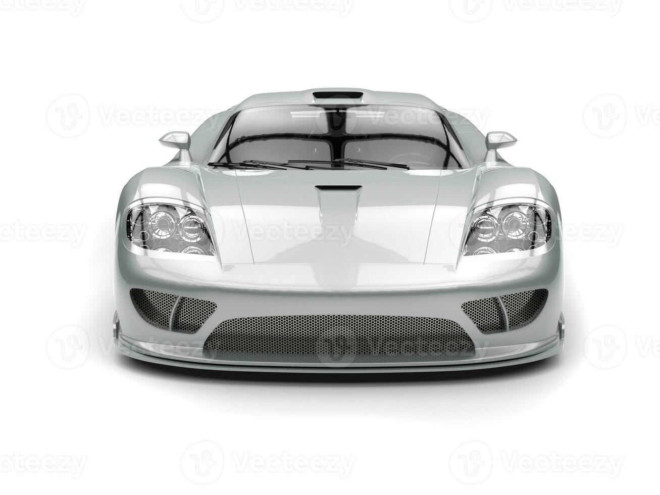 Shining silver modern super sports car - front view photo