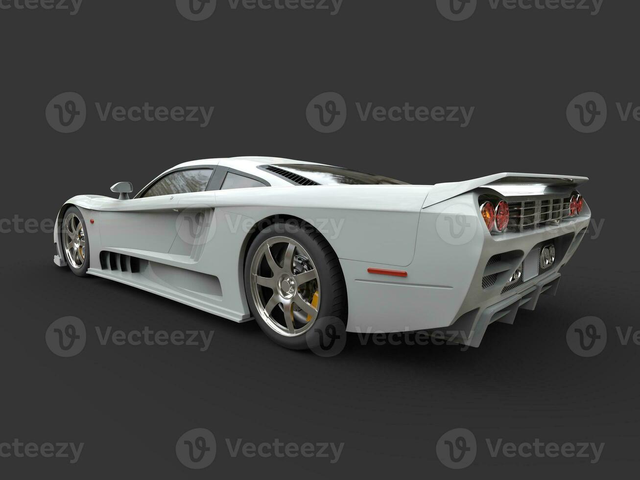 Ghost white modern super race car - rear wheel shot photo