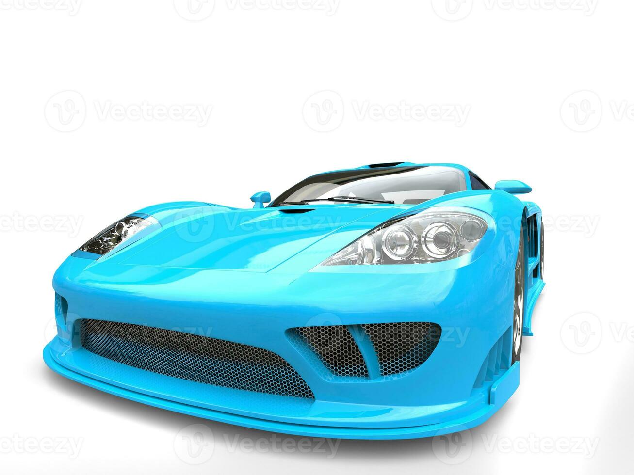 Caribbean blue modern super race car - closuep shot photo