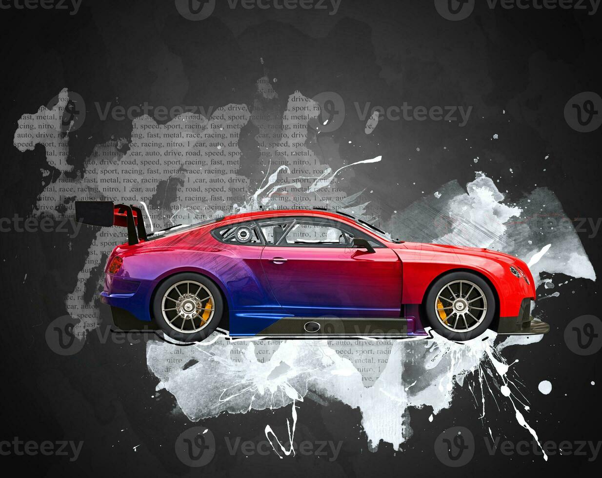 Modern two tone modern super car - gray splash illustration photo