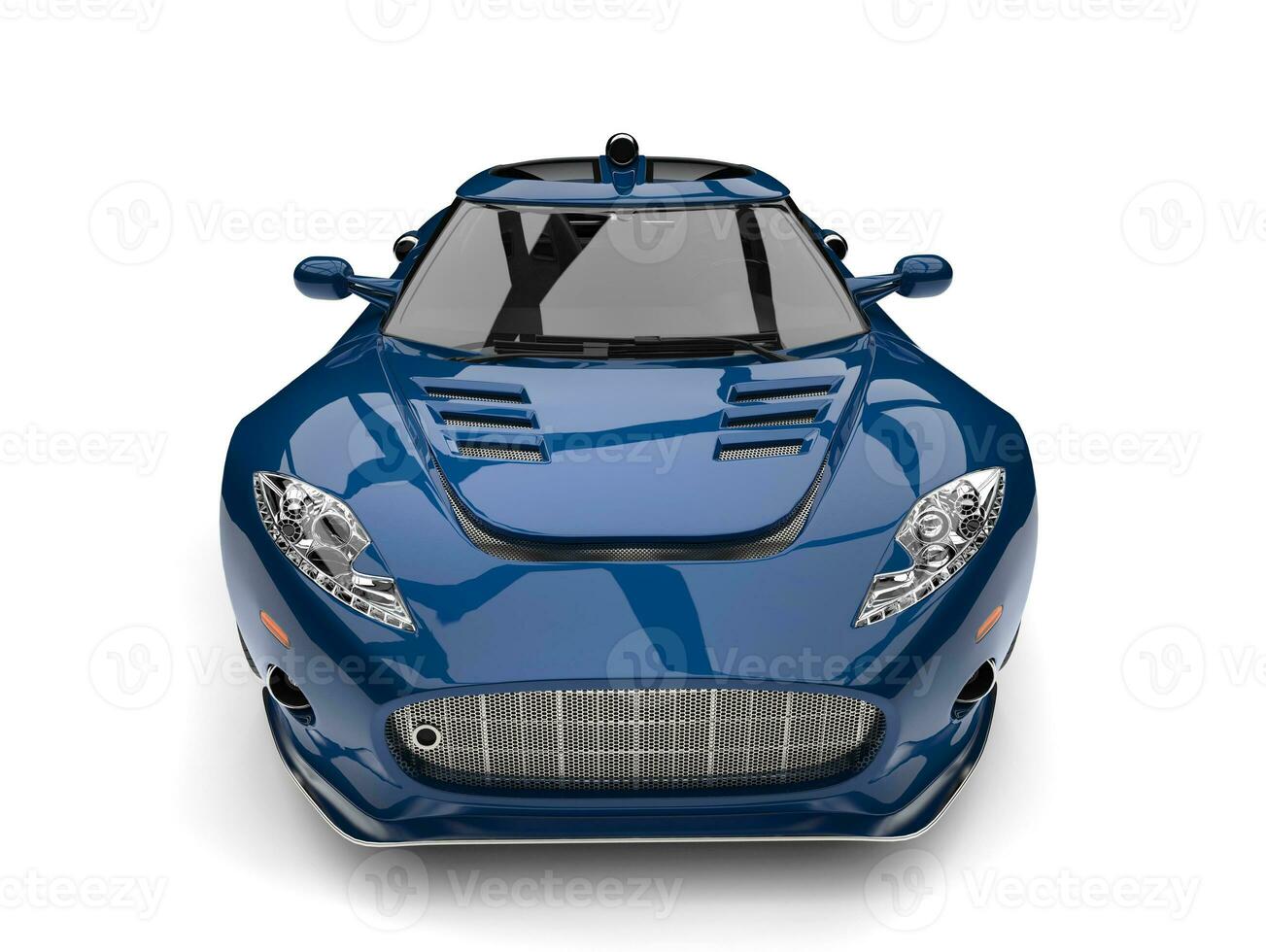 Cadmium blue super sports car - front view closeup shot photo