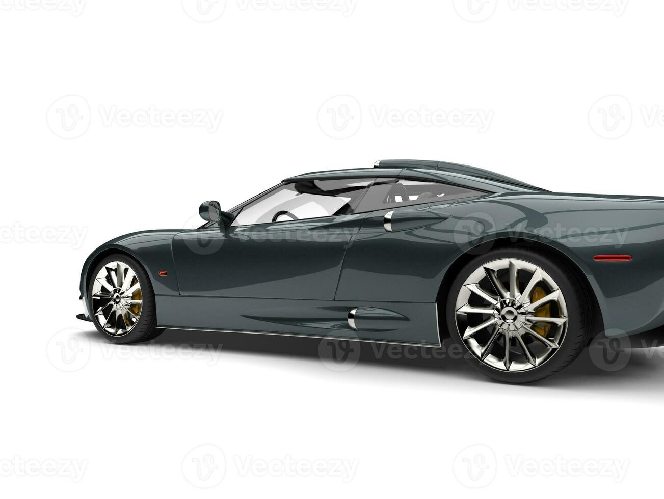 Dark metallic gray super sports car - side view cut shot photo