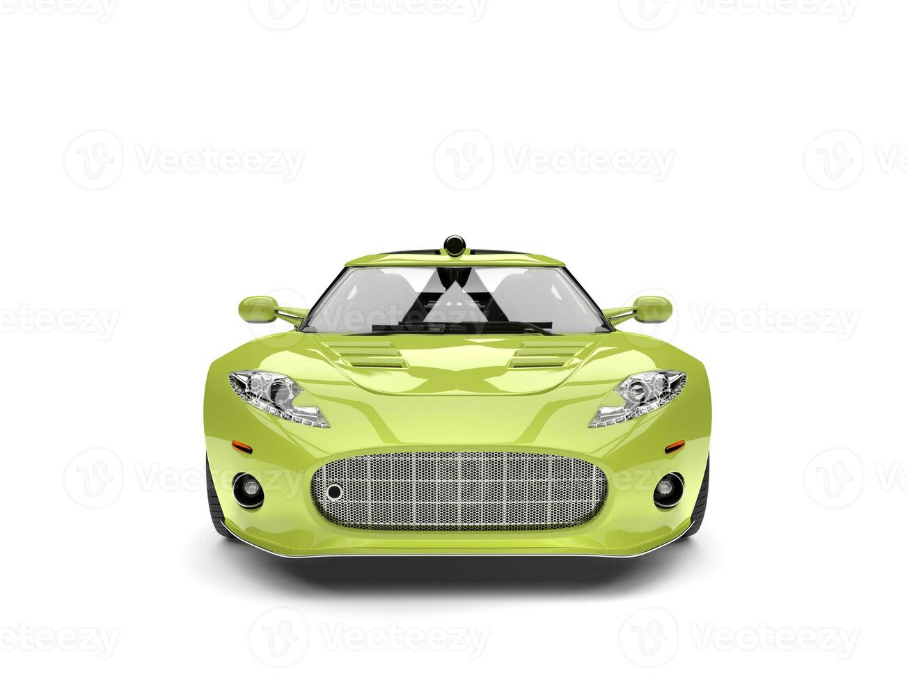 Fluorescent green modern super sports car - front view photo
