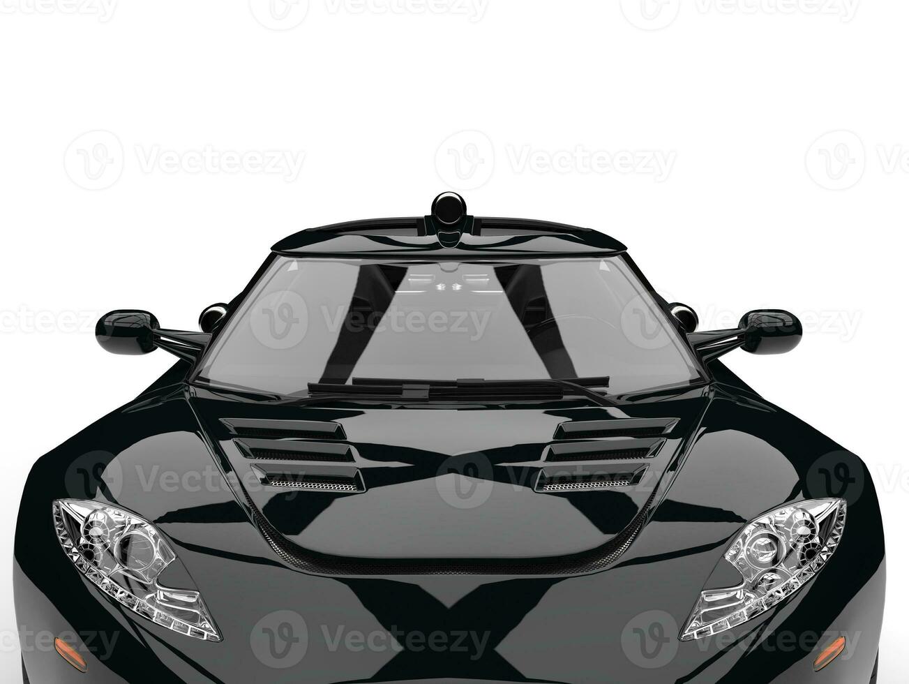 Midnight black super race car - car hood closeup shot photo