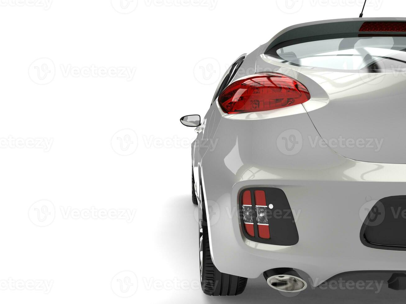 Cool silver metallic modern e-car - taillight closeup shot photo