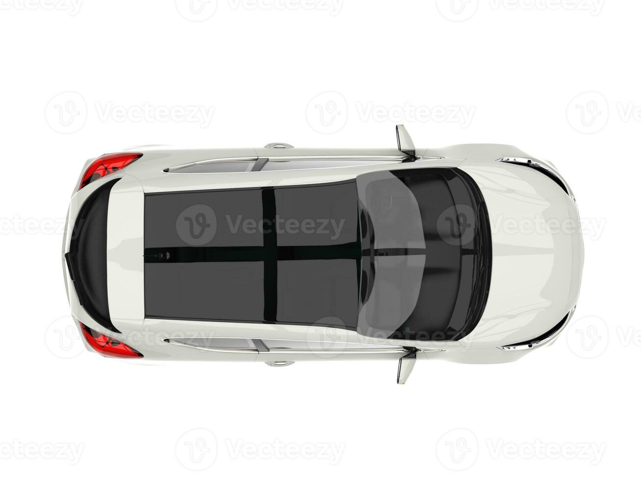 Sublime white modern electric car - top down view photo