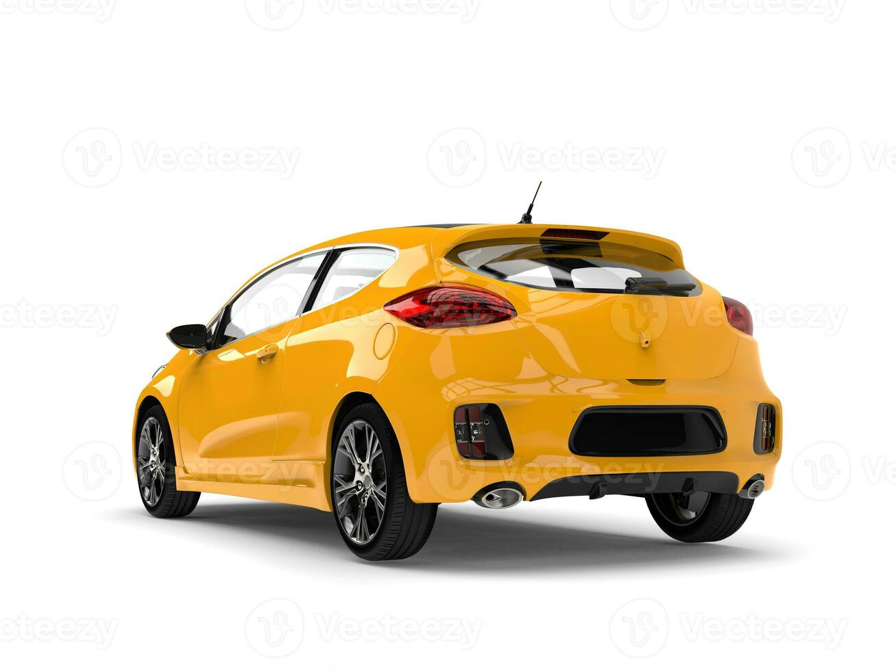 Bright sun yellow modern electric car photo
