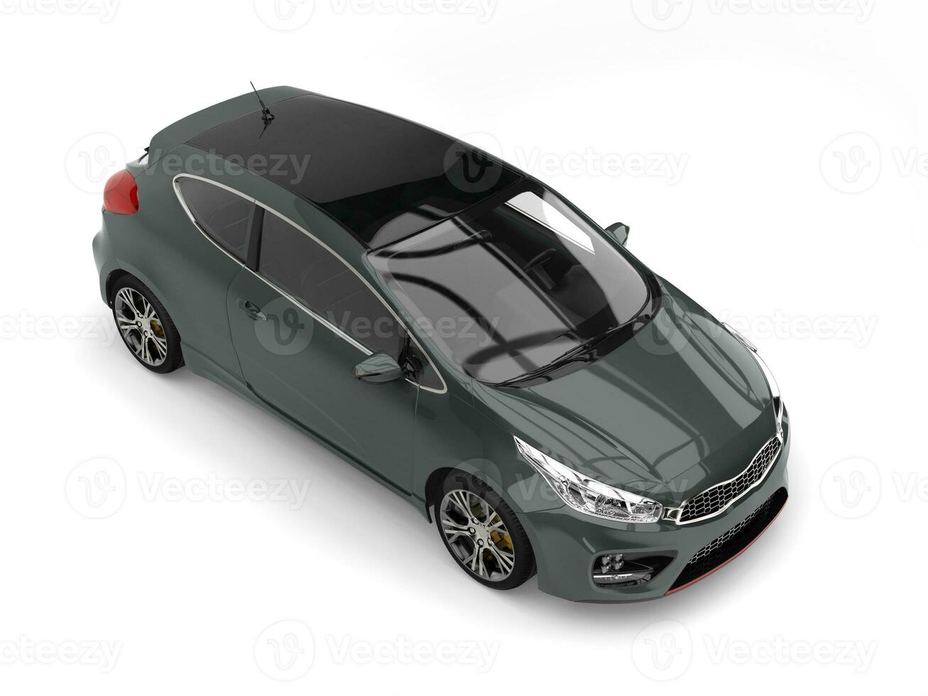 Dark gray modern e-car - top down view photo