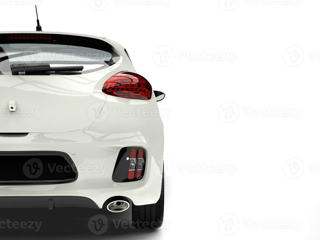 Sublime white modern electric car - tail view cut shot photo