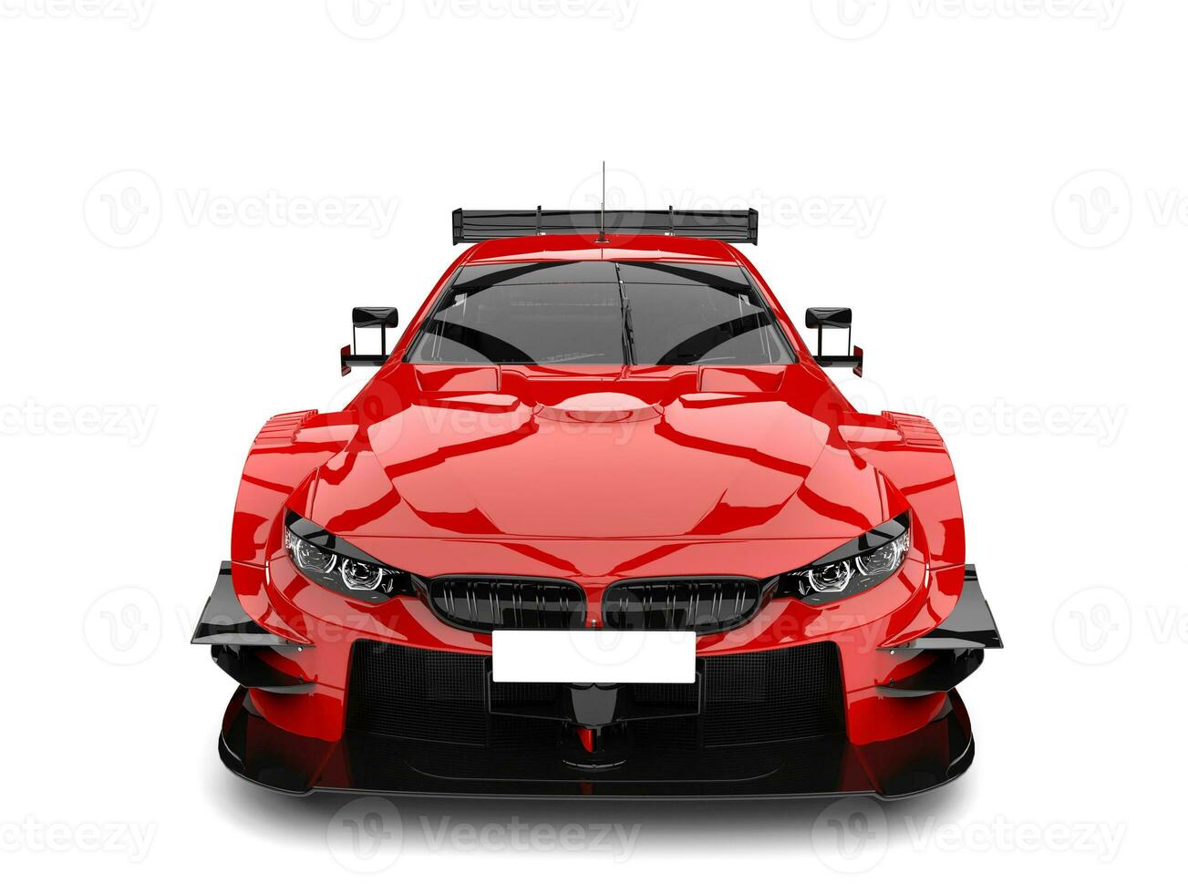 Scarlet red modern super race car - front view photo