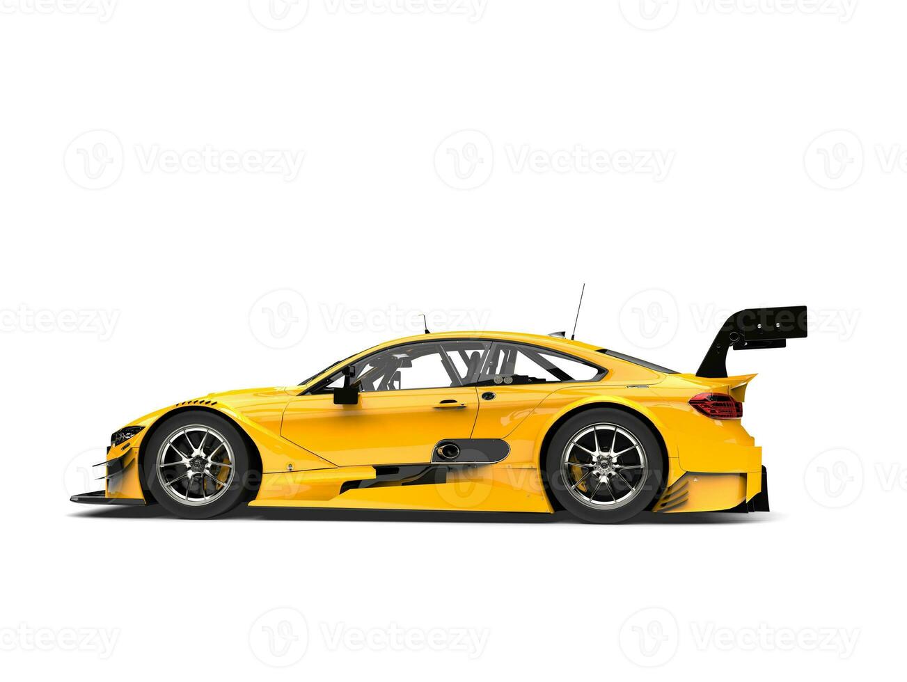 Cadmium yellow modern super car - side view photo