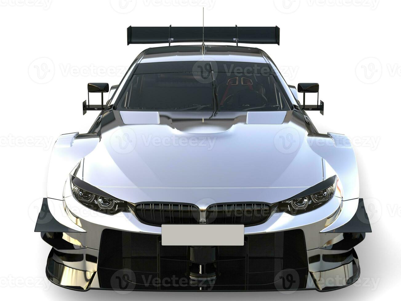 Modern metallic super car - front view closeup shot photo