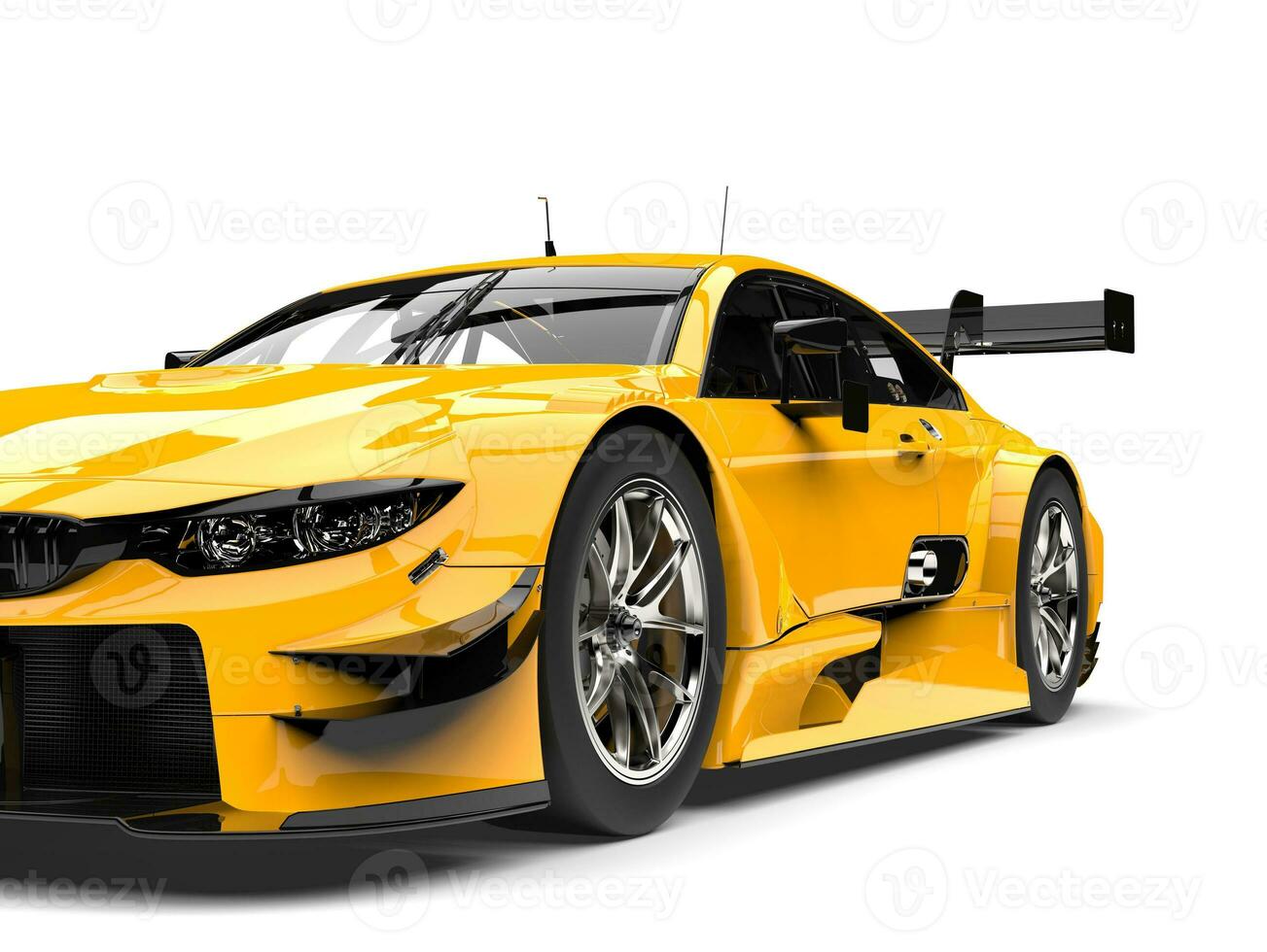 Cadmium yellow modern super car - extreme closeup shot photo