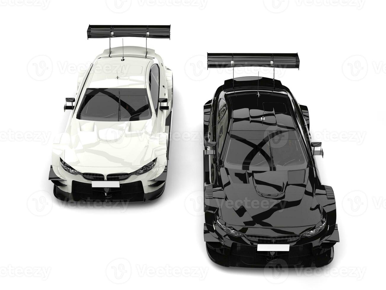 Black and white super race cars - top down view photo